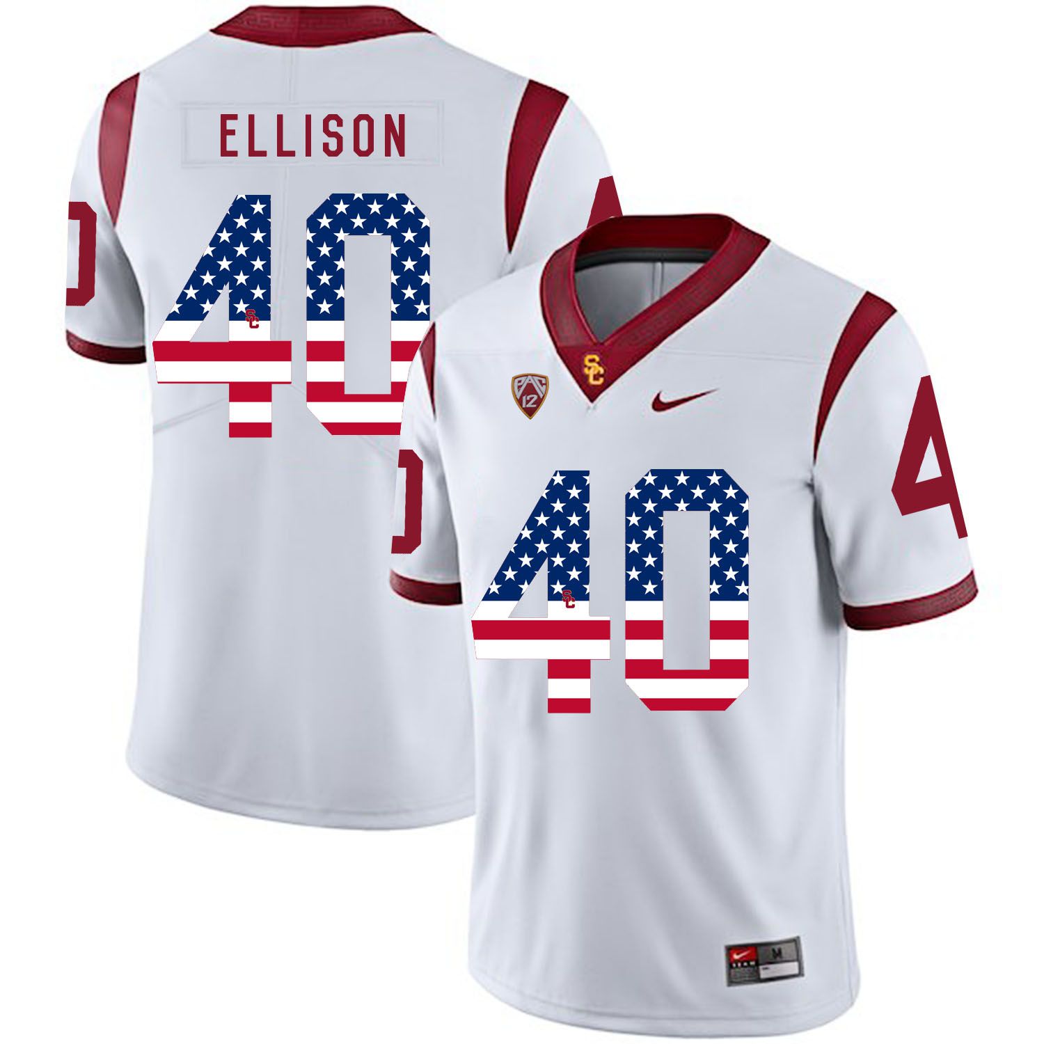 Men USC Trojans #40 Ellison White Flag Customized NCAA Jerseys->los angeles lakers->NBA Jersey